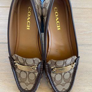 Coach Canvas/Leather Loafers Olive Women's Size 8B